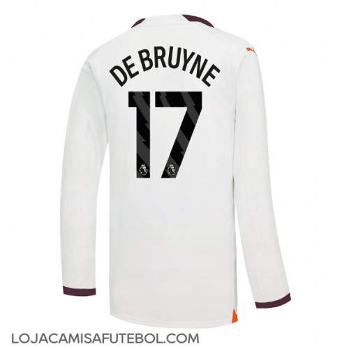 Camisa de Futebol Manchester City Kevin De Bruyne #17 Equipamento Secundário 2023-24 Manga Comprida